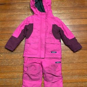 Lands End, Size 3T, Snow Suit, Winter Jacket, Bib Snowpants, Pink, Magenta